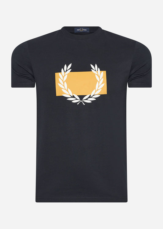 Laurel wreath print t-shirt - navy