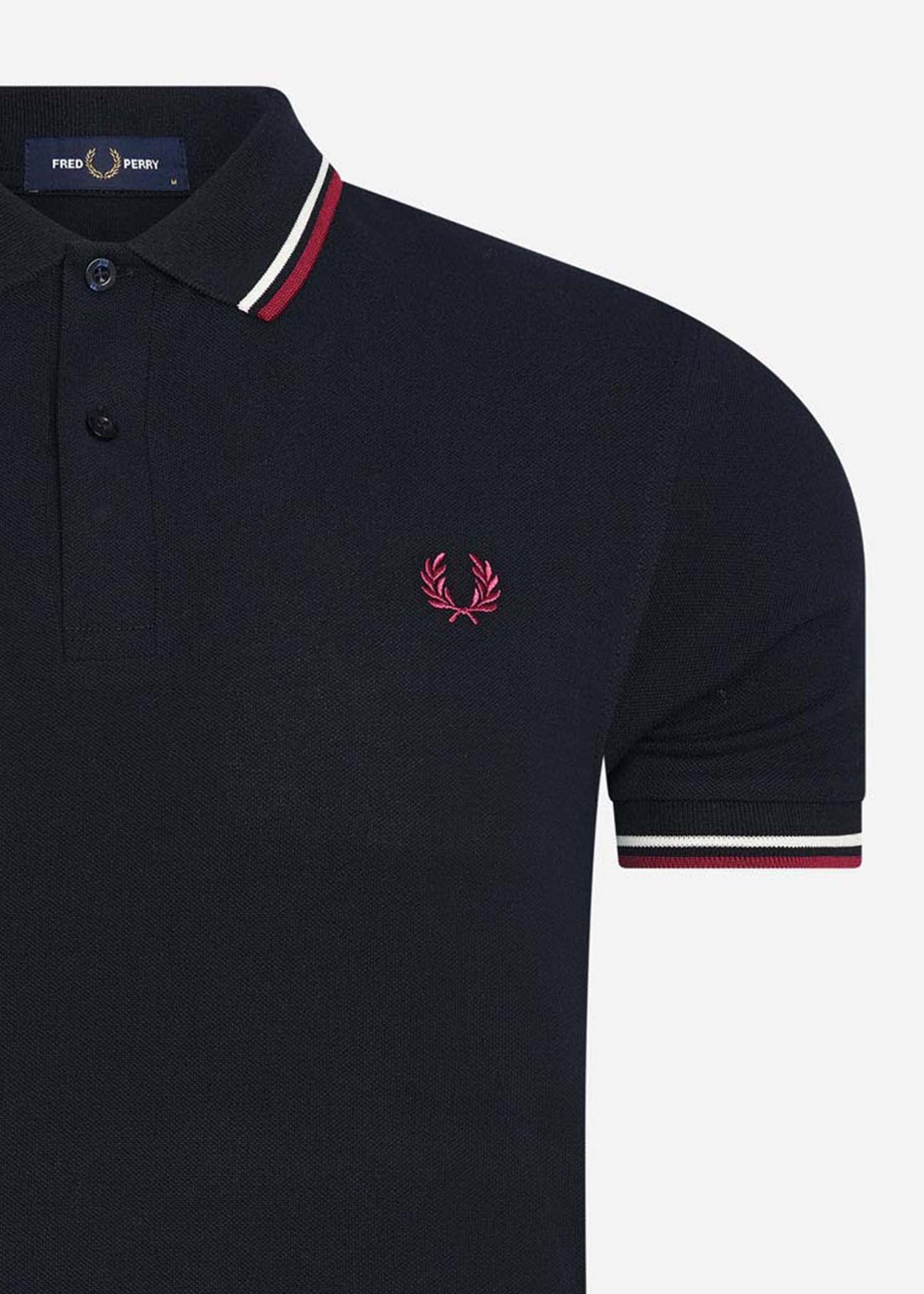 Twin tipped fred perry shirt - navy ecru tawny port