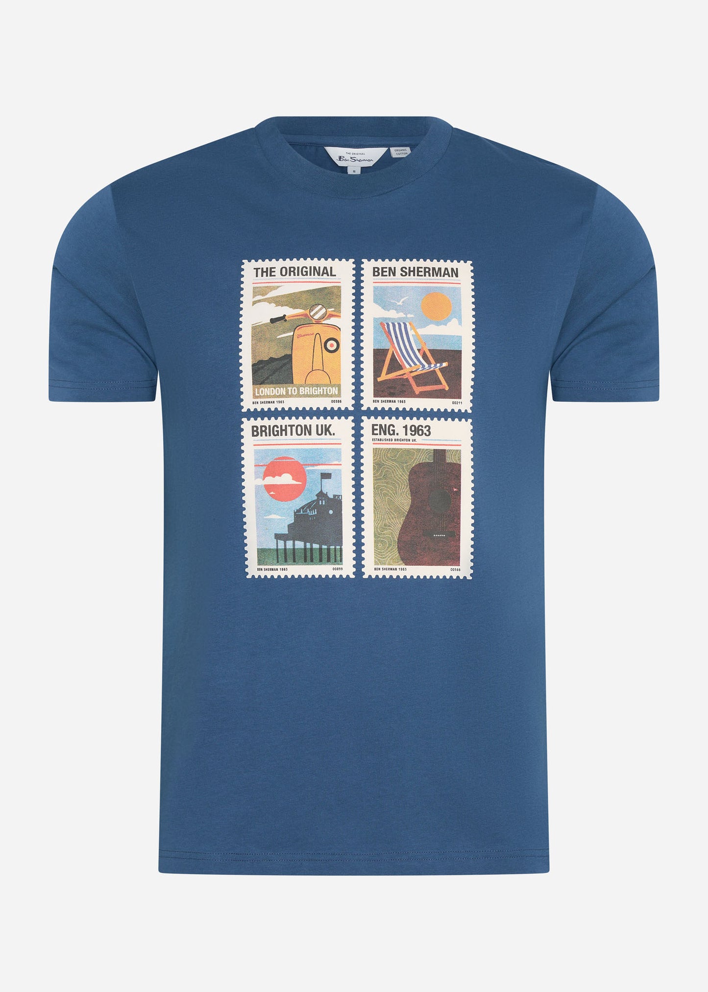 Travel stamps - blue denim