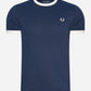 fred perry taped ringer t-shirt carbon blue