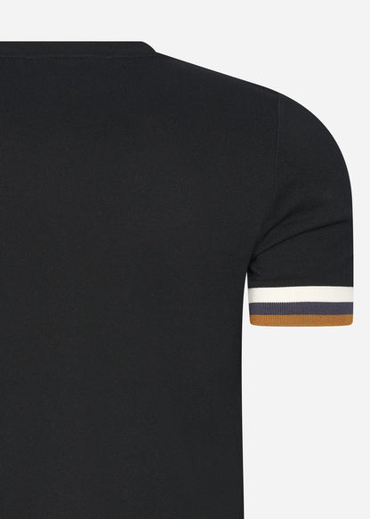 Fred Perry T-shirts  Striped cuff pique t-shirt - black 