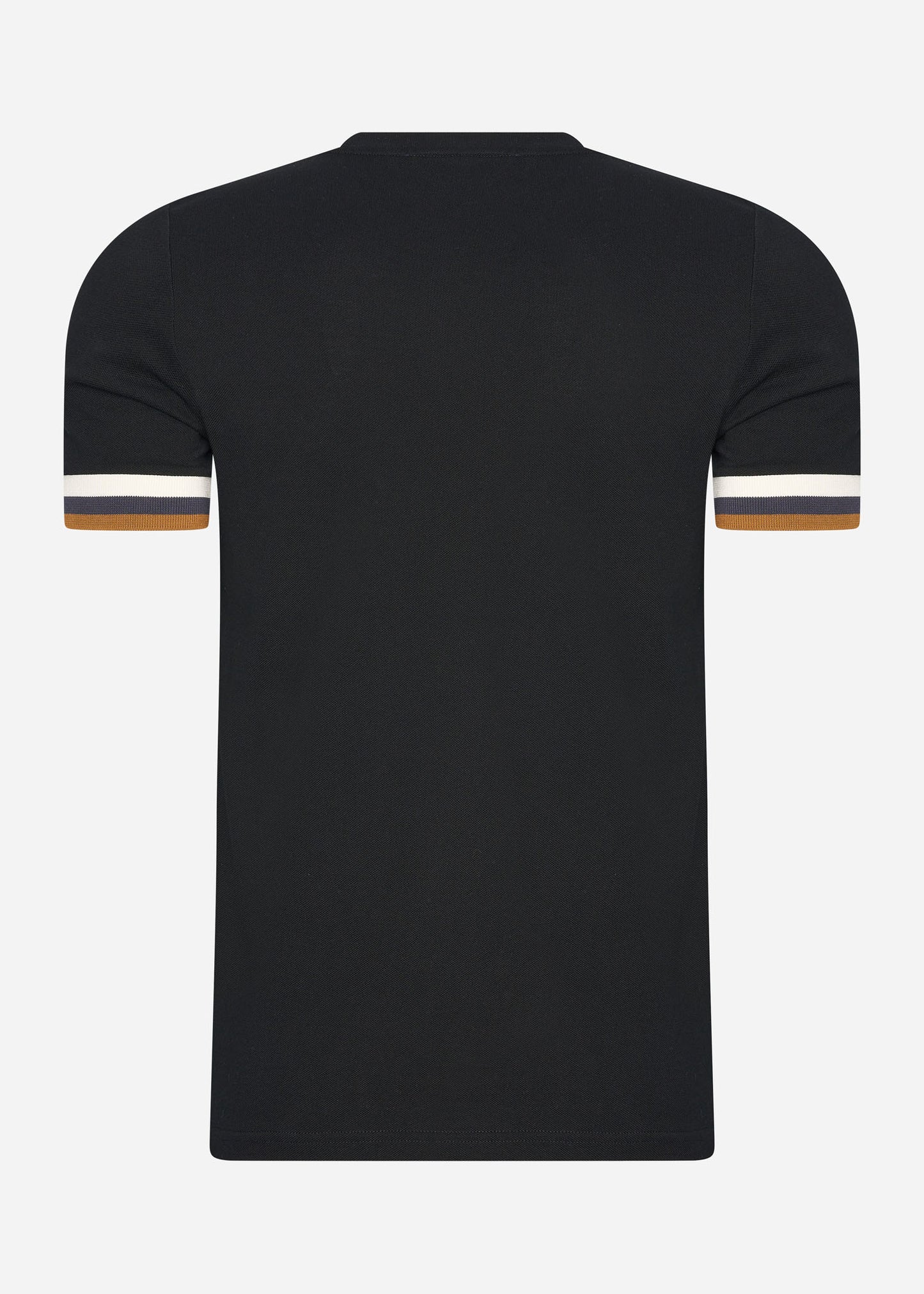 Striped cuff pique t-shirt - black