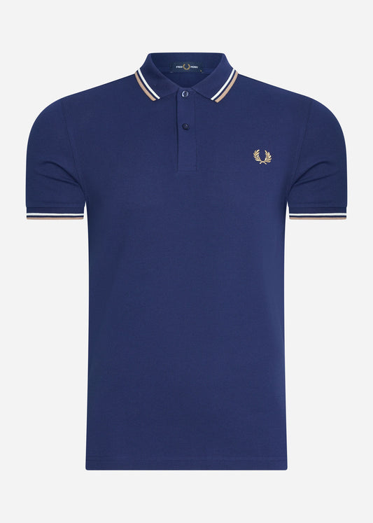 Twin tipped fred perry shirt - navy ecru warm stone - Fred Perry