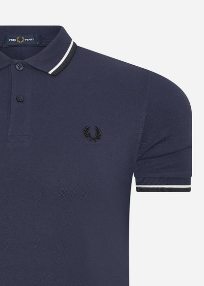 Fred Perry Polo's  Twin tipped polo - carbon blue snow white black 