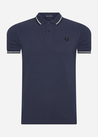 Fred Perry Polo's  Twin tipped polo - carbon blue snow white black 