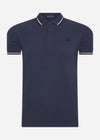 Fred Perry Polo's  Twin tipped polo - carbon blue snow white black 