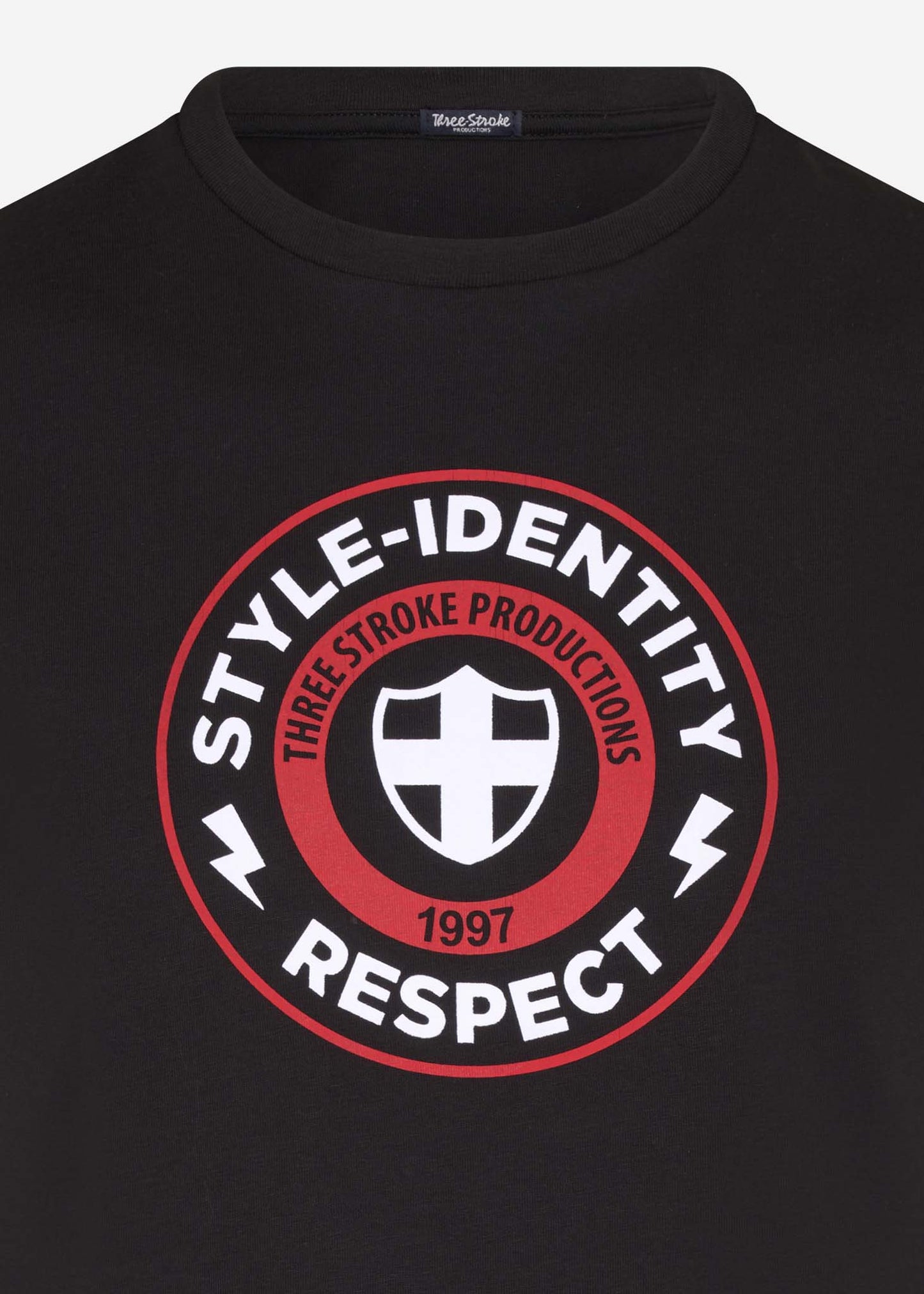 Three Stroke T-shirts  Style idenity respect tee - black 