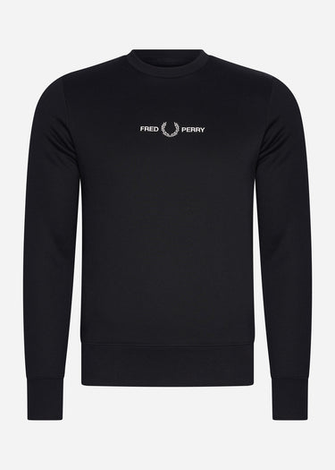 Fred Perry Truien  Embroidered sweatshirt - black 