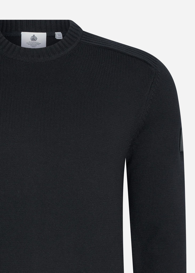 Lyle & Scott Sweaters  Shoulder detail crew neck knit jumper - jet black 