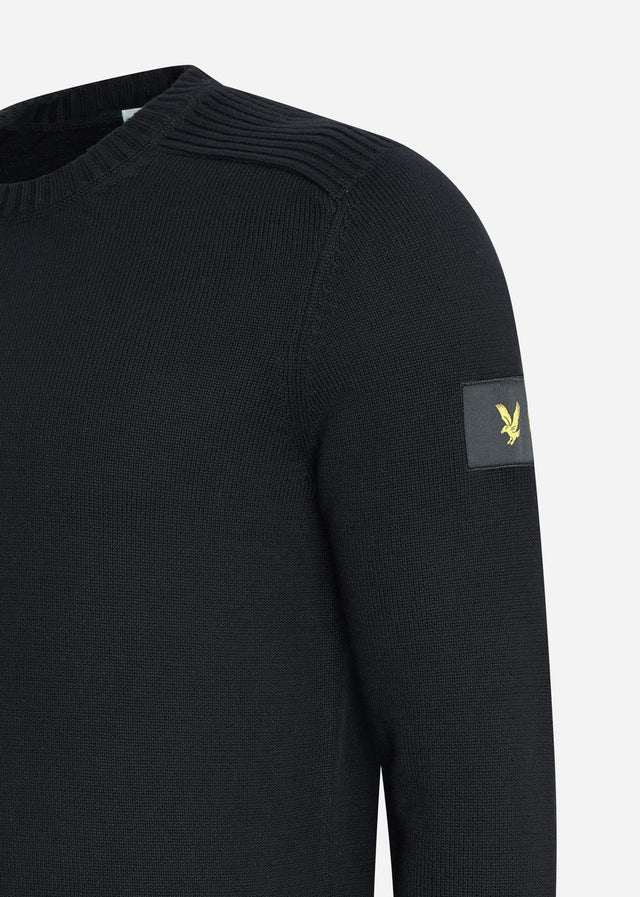 Lyle & Scott Sweaters  Shoulder detail crew neck knit jumper - jet black 