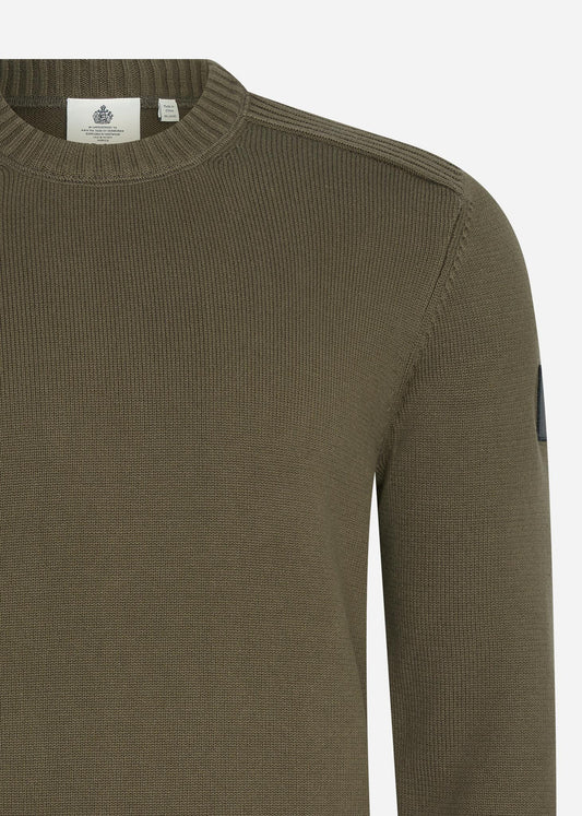 Shoulder detail crew neck knit jumper - olive - Lyle & Scott
