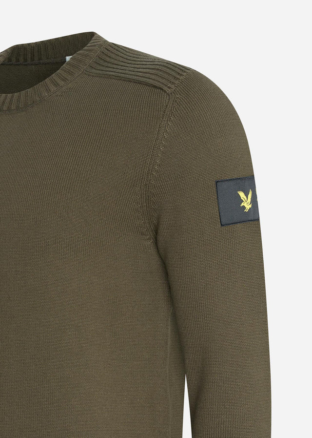 Lyle & Scott Sweaters  Shoulder detail crew neck knit jumper - olive 