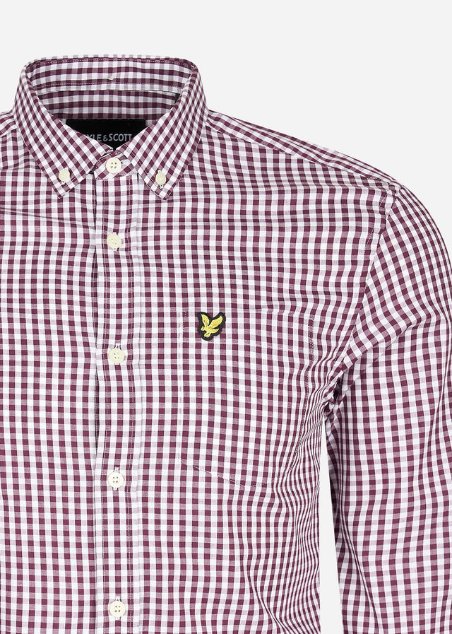 Lyle & Scott Shirts  LS slim fit gingham shirt - burgundy white 