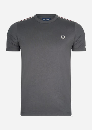 Fred Perry T-shirts  Contrast tape ringer t-shirt - gunmetal oxblood 