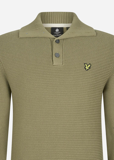 Lyle & Scott Truien  Chunky rib button neck - seaweed 
