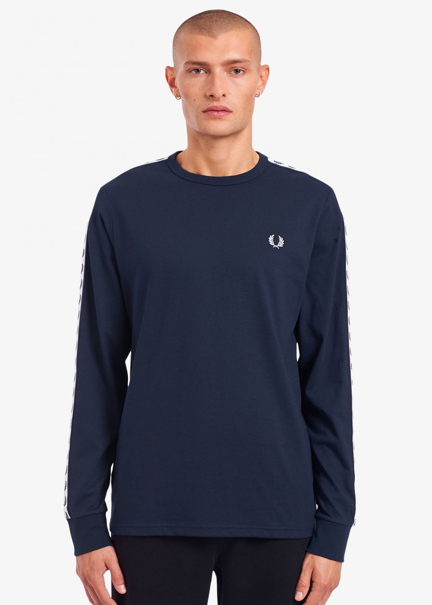 Fred Perry taped longsleeve tee carbon blue