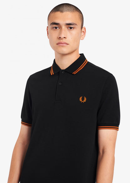 Fred Perry Polo's  Twin tipped polo - black rust 