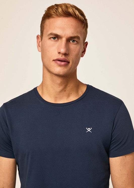 Embroidered logo t-shirt - navy grey