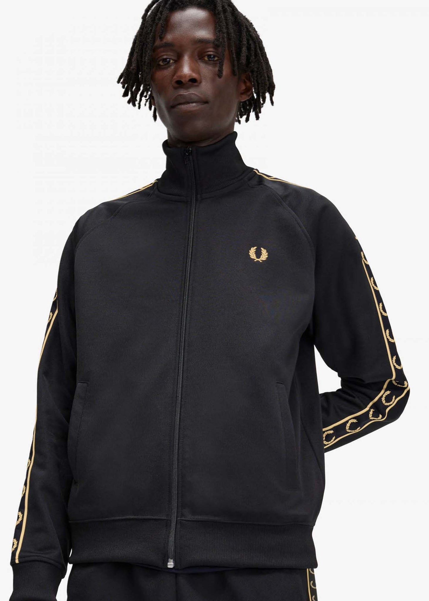 Fred Perry Vesten  Seasonal taped track jacket - black gold 