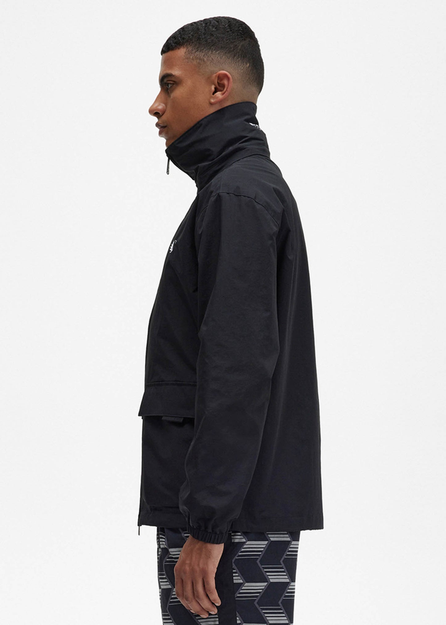 Patch pocket zip through jacket - black