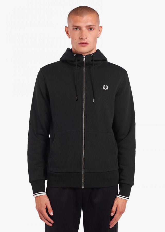 Fred Perry Cardigans  Hooded aw zip through sweatshirt - black 