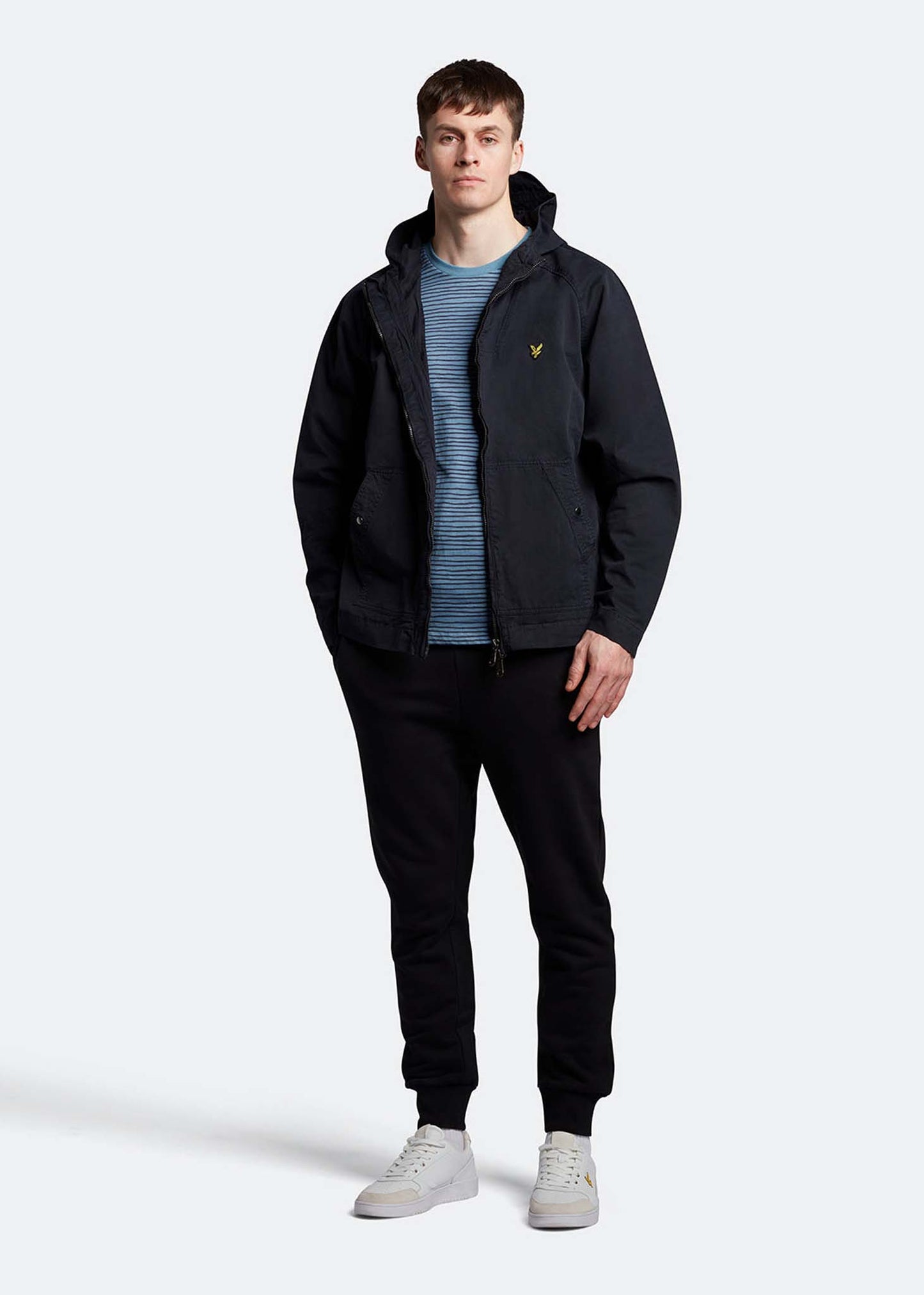 Garment dyed zip through jacket - dark navy