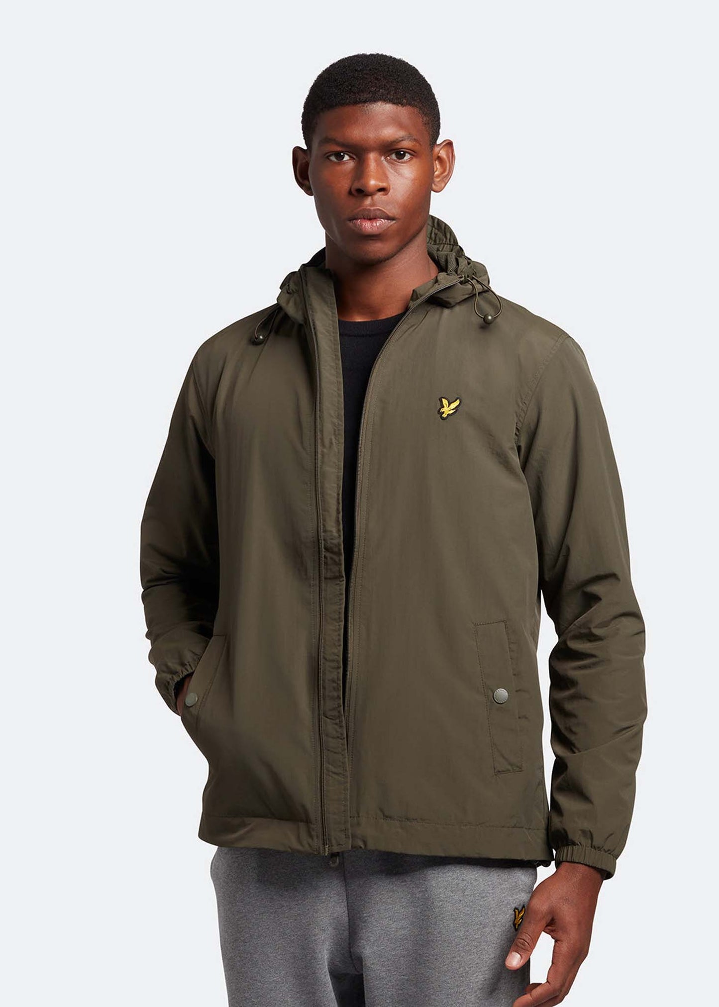 Zip through hooded jacket - olive