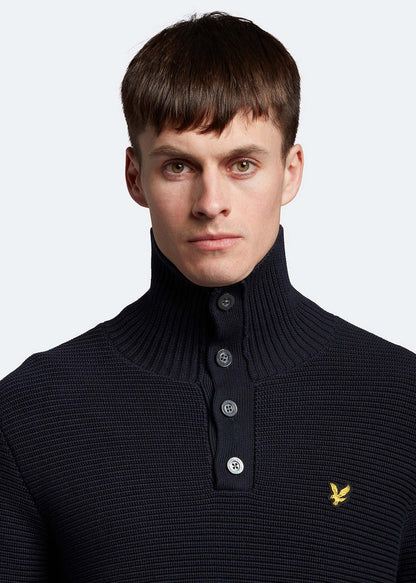 Lyle & Scott Truien  Chunky rib button neck - dark navy 