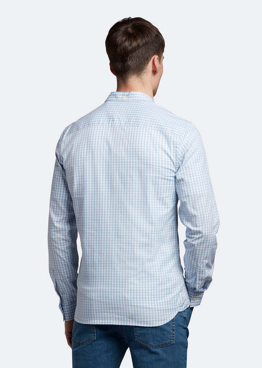 Lyle & Scott Overhemden  LS slim fit gingham shirt - light blue white 