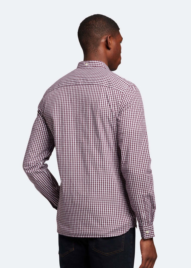 Lyle & Scott Shirts  LS slim fit gingham shirt - burgundy white 