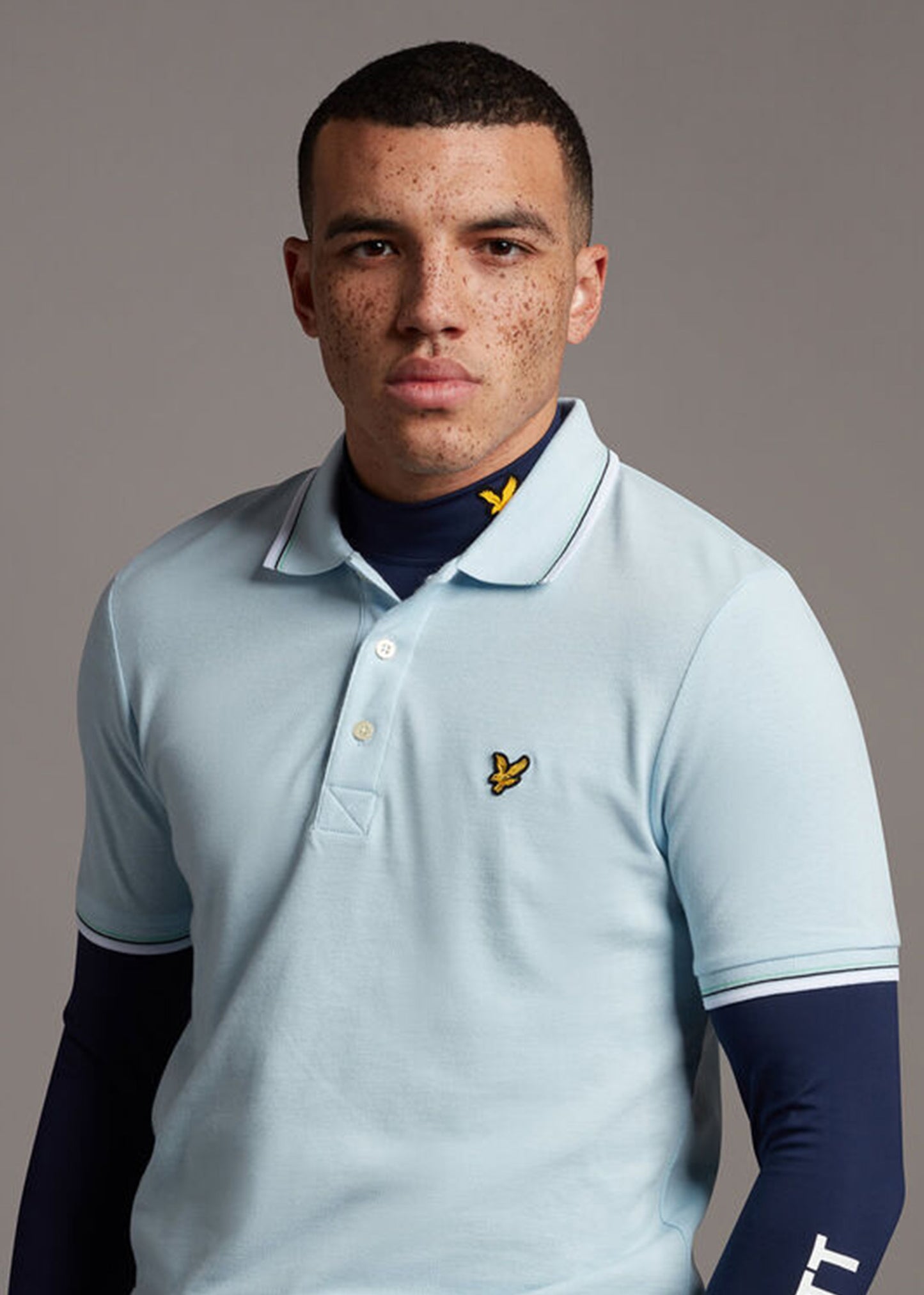 Lyle and Scott tipped polo shirt deck blue white