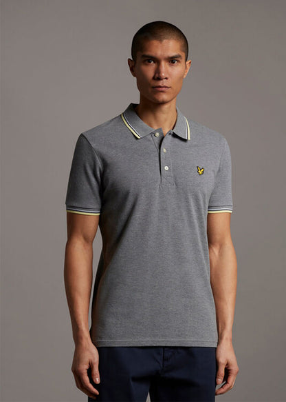 Lyle & Scott Polo's  Tipped polo shirt - mid grey marl lemon 