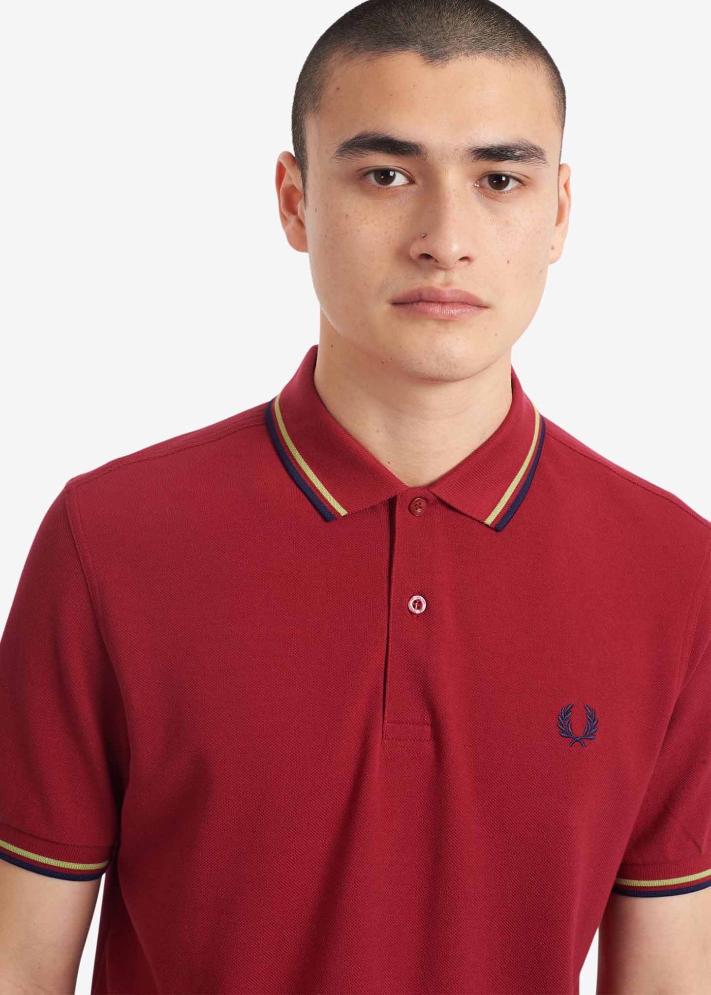 Twin tipped fred perry shirt - claret french navy