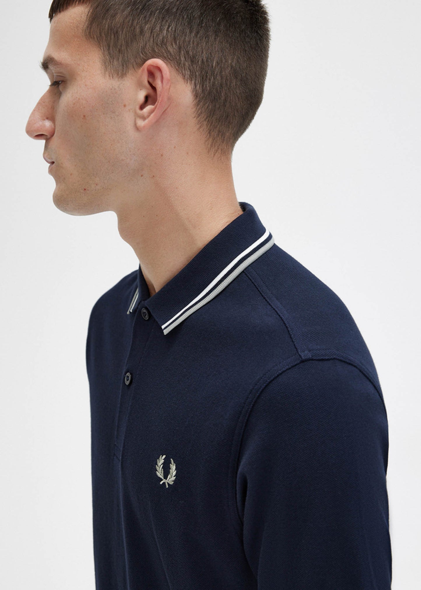 Twin tipped fred perry shirt - navy snow white seagrass