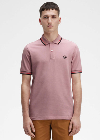 Fred Perry Polo's  Twin tipped fred perry shirt - chalky pink washed red black 