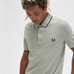 Twin tipped fred perry shirt - seagrass snow white black