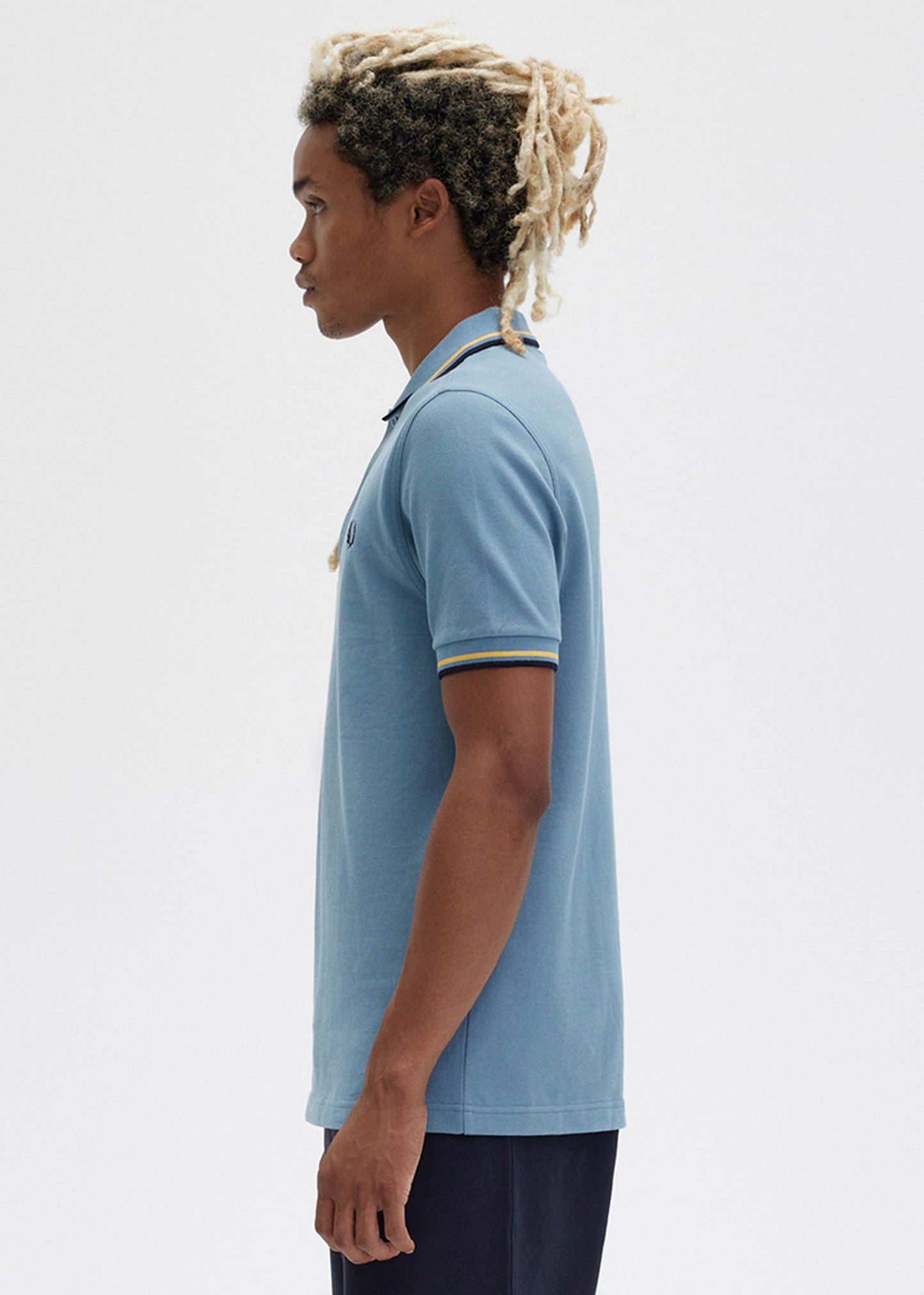 Twin tipped fred perry shirt - ash blue golden hour navy