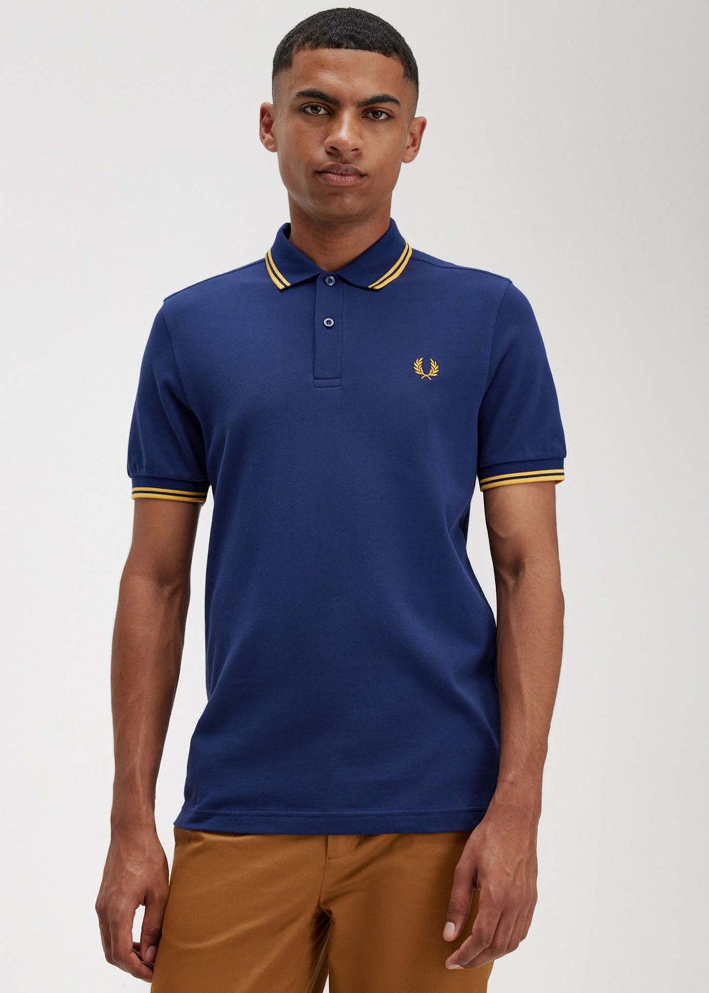 fred perry polo french navy golden hour