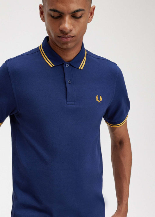 fred perry polo french navy golden hour