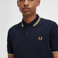 Twin tipped fred perry shirt - navy ecru golden hour