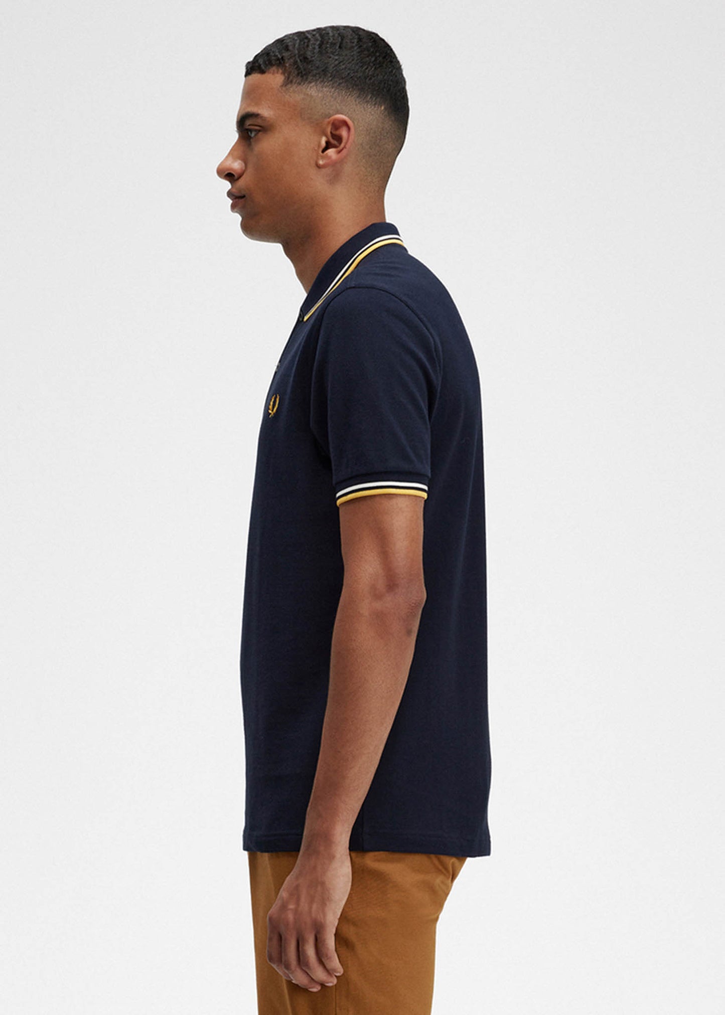 Twin tipped fred perry shirt - navy ecru golden hour