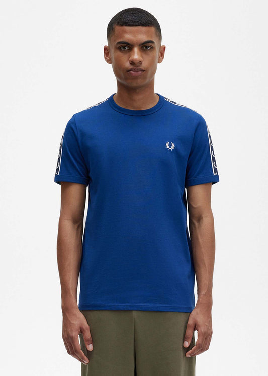 fred perry taped ringer t-shirt cobalt blauw blue