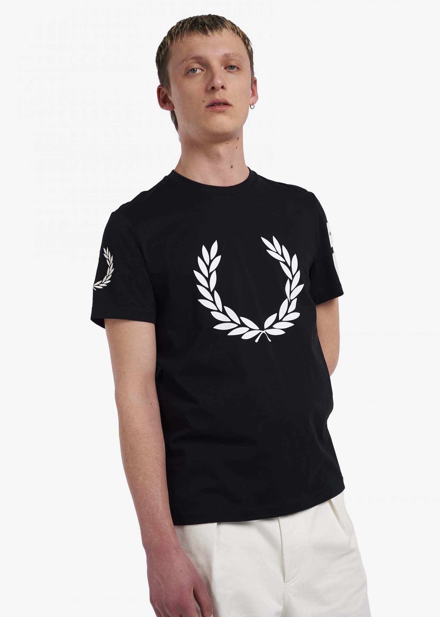 Fred Perry t-shirt with print black zwart