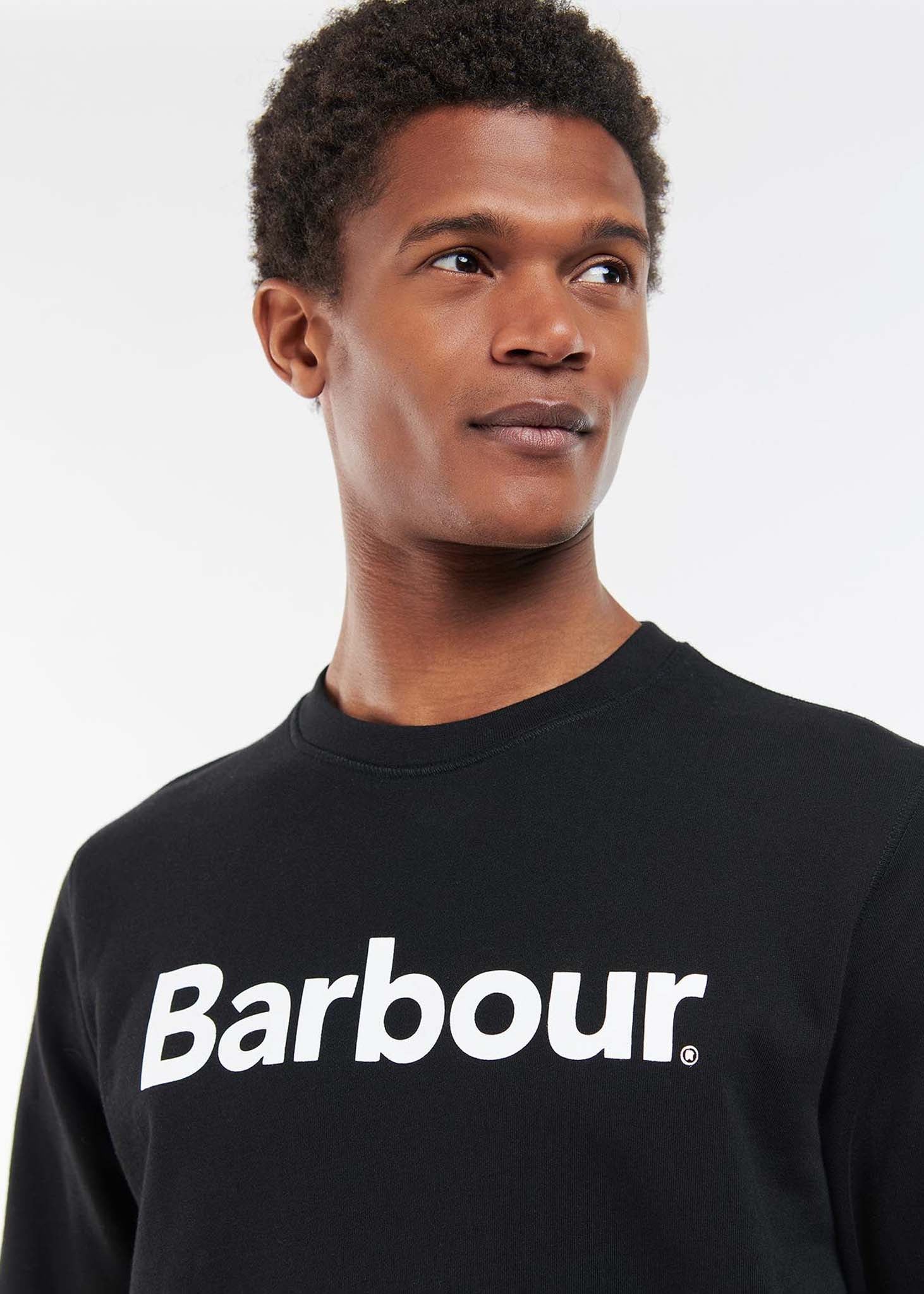 barbour logo crewneck sweater zwart