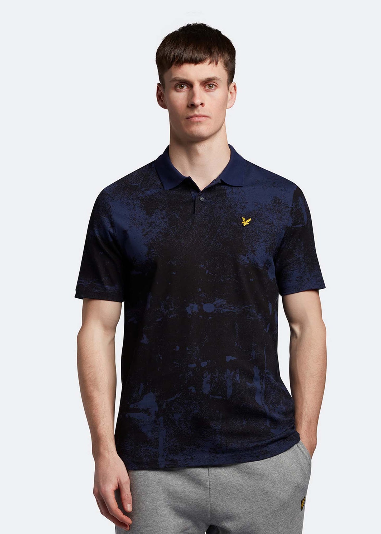Erosion print polo shirt - navy