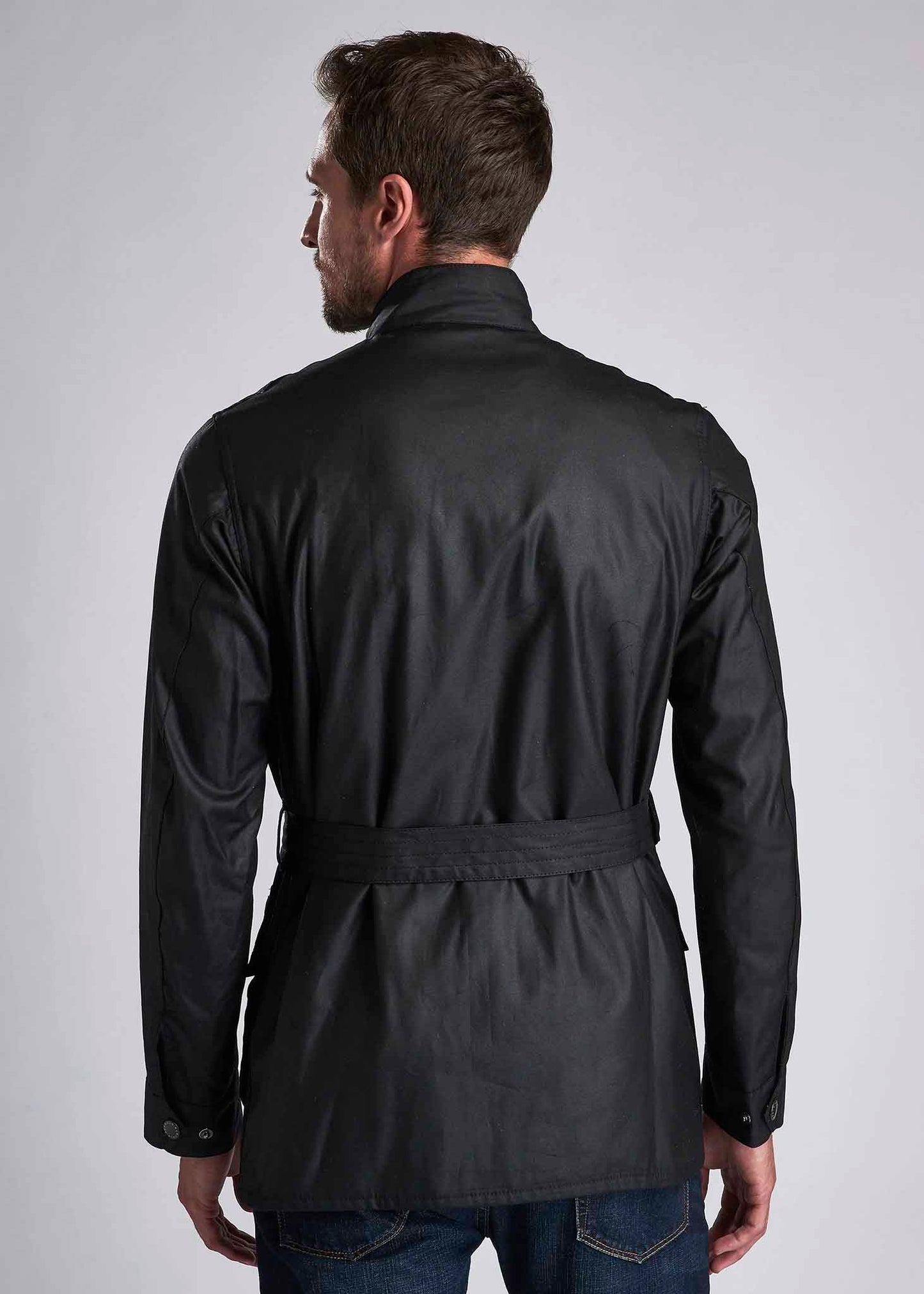 Slim international wax jacket - black
