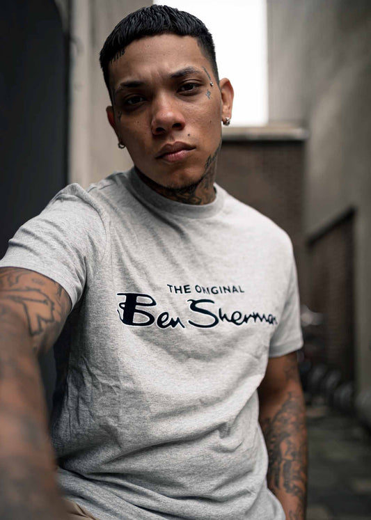 Ben Sherman T-shirts  Signature flock tee - grey 