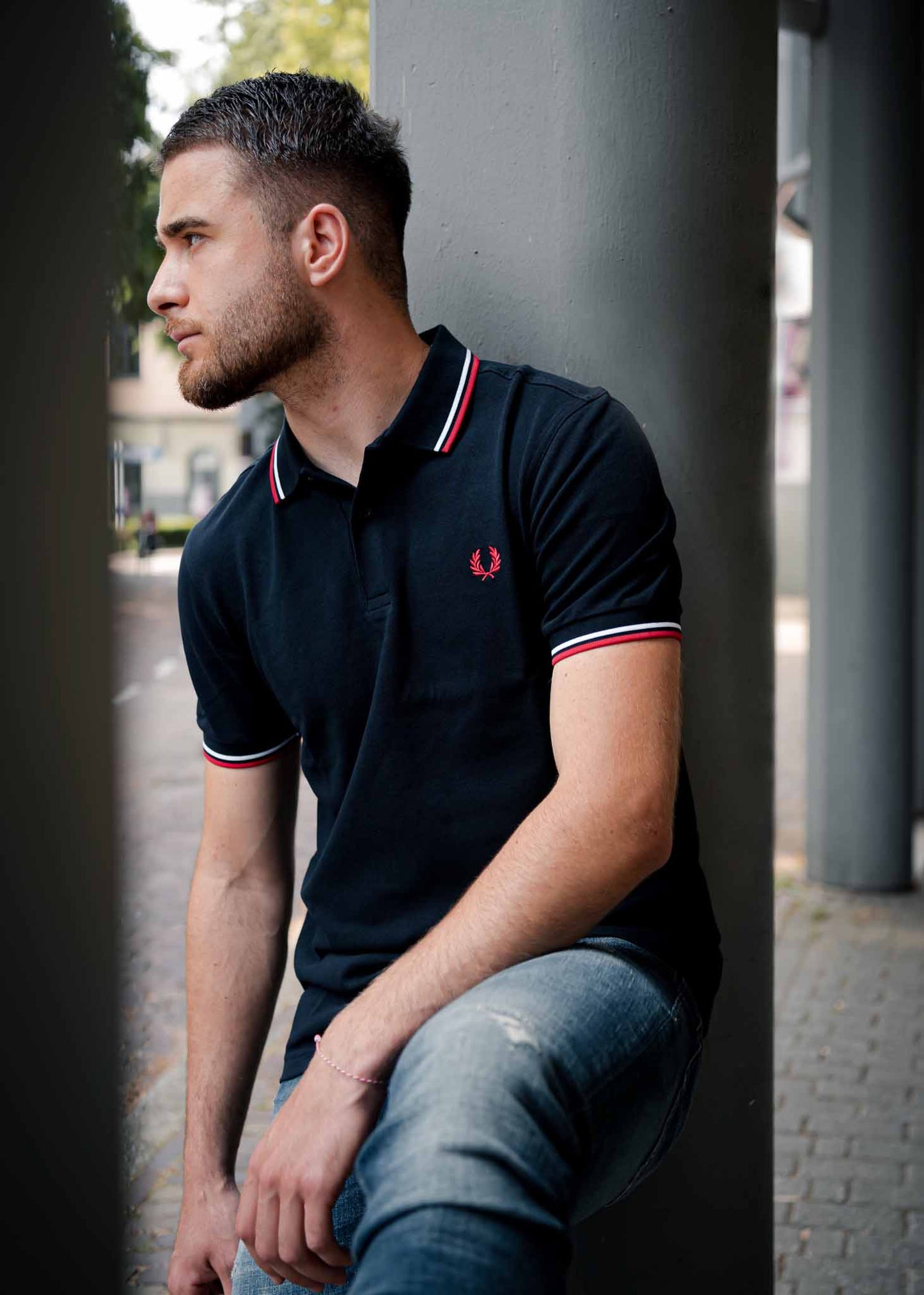 Twin tipped fred perry shirt - navy white red