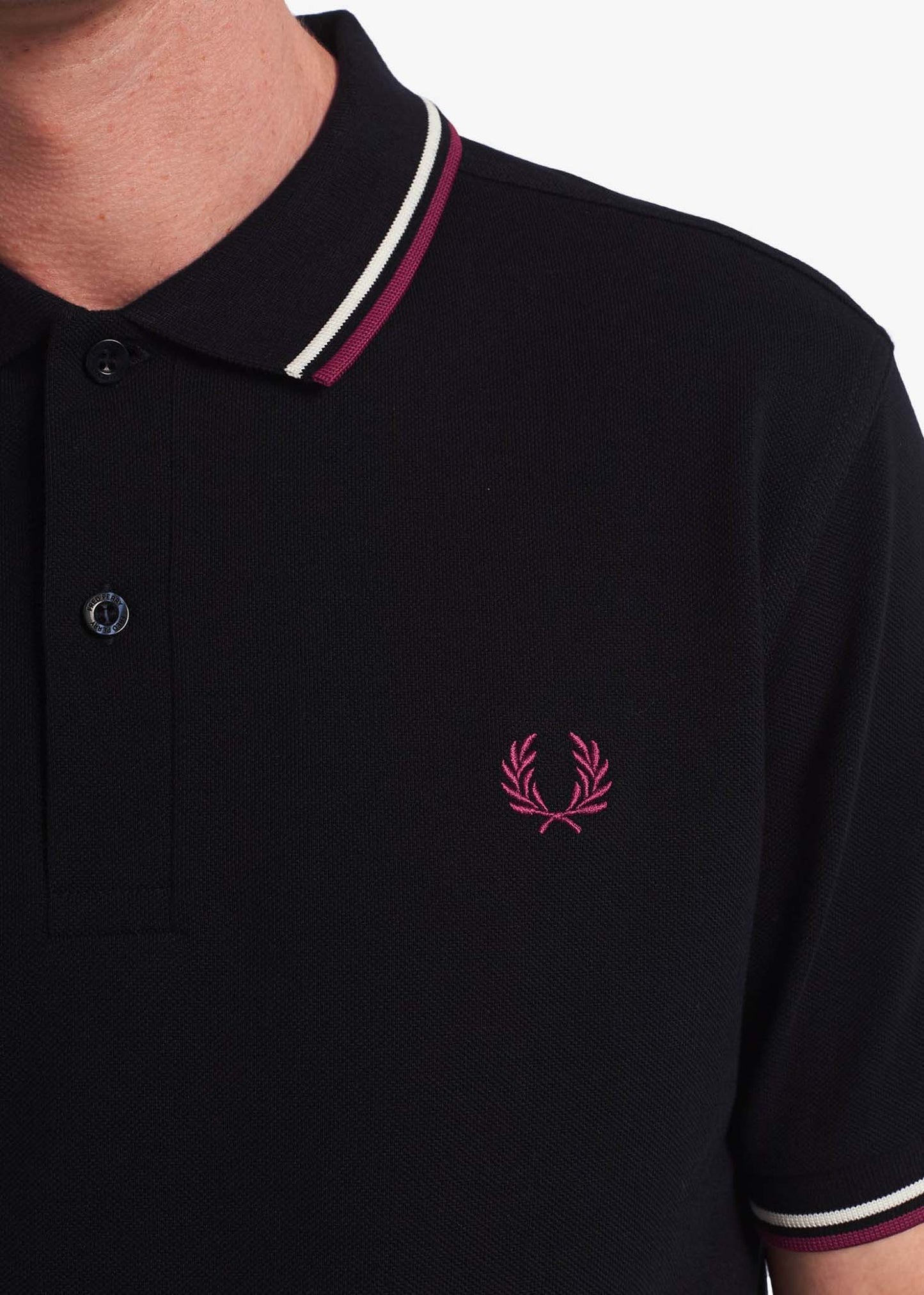 Twin tipped fred perry shirt - navy ecru tawny port