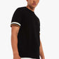 Striped cuff pique t-shirt - black